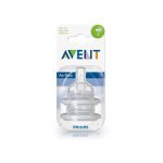 Avent Slow Flow Bottle Nipple +1 Month, Tow Hole