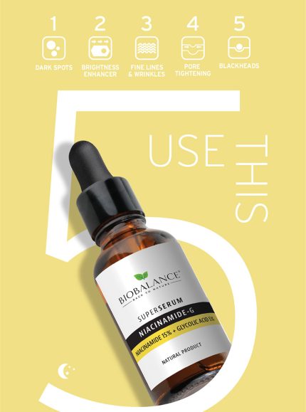 Biobalance Niacinamide 15% + Glycolic Acid 5% Super Serum, 30ml