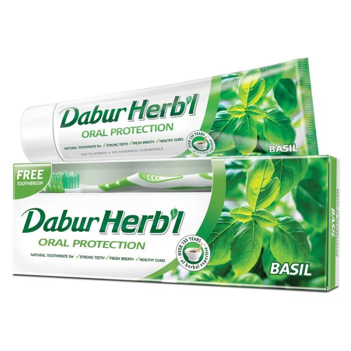 Dabur herbal toothpaste with brush 150gm with basil
